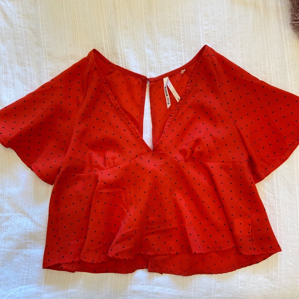 Cute red blouse that ties in back!
